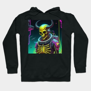 Square Format Skull Spaceman Vaporwave Hoodie